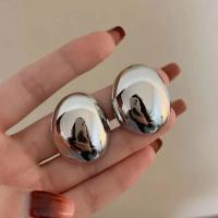 Pendientes de Metal con forma de gota de agua para mujer y niña, aretes ovalados brillantes, Color dorado y plateado, a la moda - details 5