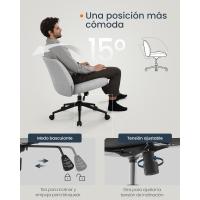 Base de Estrella, Asiento Ancho y Cómodo, Altura Ajustable, Silla Giratoria, Tela de Lino de Algodón - details 4