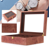Caja de Reloj de Madera con 10 Compartimentos Estuche de Reloj con Tapa de Vidrio, Funda de Almohada de Reloj Desmontable, Forro de Terciopelo, Cierre de Metal - details 0