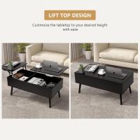 Mesa de Centro, Mesa de Centro Regulable en Altura, Extraíble, Extensible, Compartimento de Almacenaje Oculto Independiente, Tablero Elevable Doble, Mesa de Sofá de Salón, Color Nogal - details 31