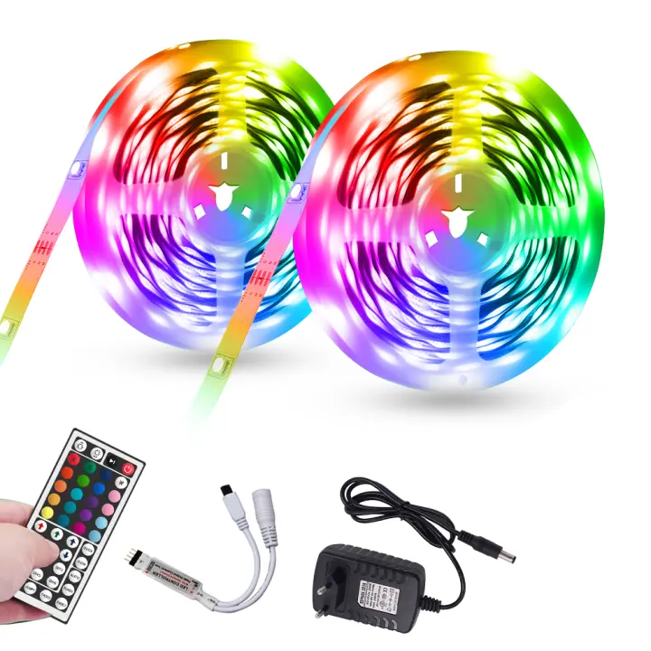 Tira de luces Led Rgb de 12V, 5050, 5M, 10M, 20M, cinta de cadena con Control remoto de 44 teclas, iluminación para pared de habitación de niños y cocina - 1