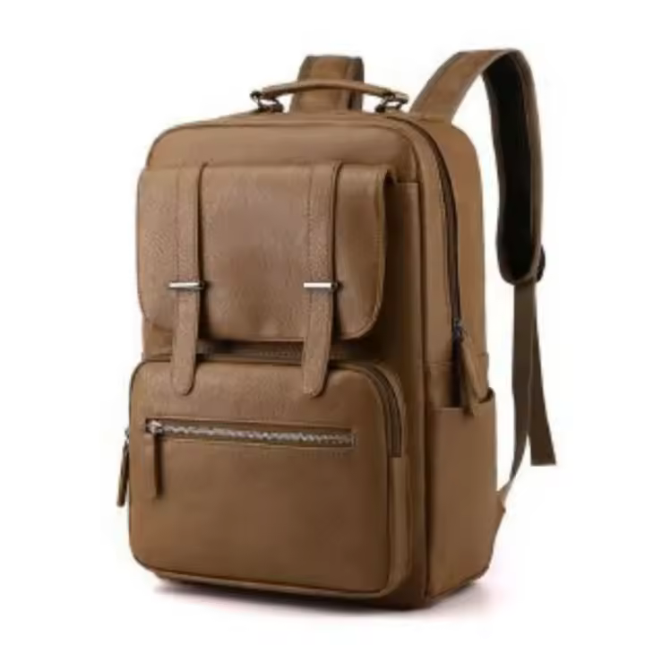 Mochila de Negocios de Cuero Minimalista Impermeable, Resistente al Desgaste, Tamaño 40x28x18cm para Viajes de Negocios y Commuting - 1