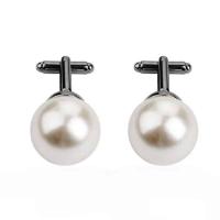Tre redondo de perlas de imitación blancas para hombre, gemelos de negocios simples, regalos de boda - details 1