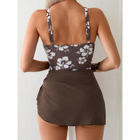 2025 nuevo traje de baño de falda de mujer de una pieza delgada y que cubre carne con estampado de moda europea y americana - details 3