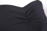 Strapless women summer solid slim a-line midi party dress - details 21