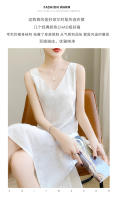 Vestido de Sedan de Seda de Lujo Ligero Francés Acetato de Satén Adelgazante sin Mangas para Mujeres en Verano - details 0