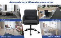 Silla Escritorio, Silla Oficina de Cachemira, Cómoda Silla Tocador con Altura Ajustable, Sillas Ordenador para Hogar y Dormitorio, Crema, Gris Oscuro - details 6