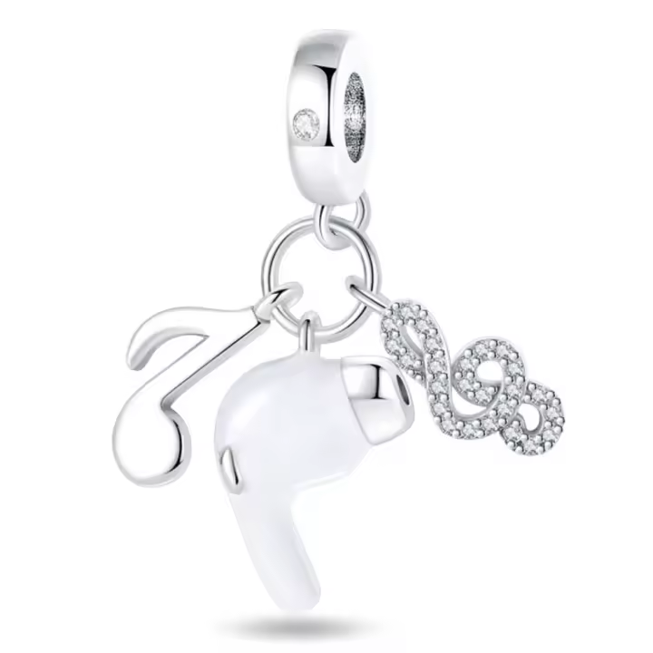 Colgante de Pulsera de Plata Esterlina 925 Diseño de Melodía de Musicas - 1