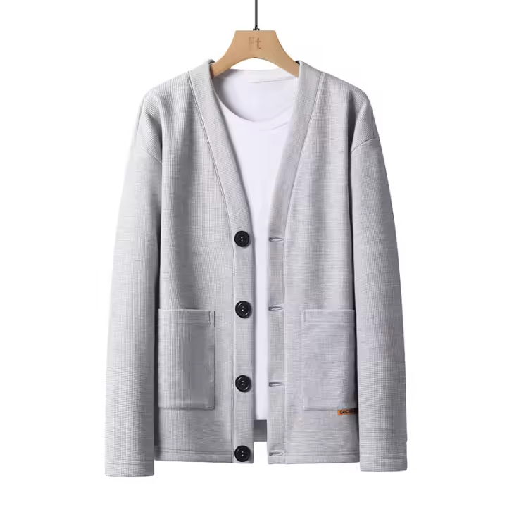 Chaqueta tipo gofre con un solo pecho para hombre, nueva marca de moda - 1