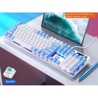 Teclado mecánico metálico 87 teclas 104 teclas eje verde luminoso eje negro accesorios informáticos juego de bloques de color - details 9
