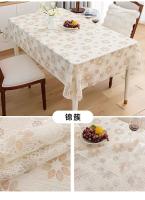 Mantel de mesa de comedor rectangular semitransparente de PVC suave impreso de plástico blanco, mantel resistente al calor - details 5