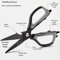 Tijeras de Cocina Estilo Japonés Ultra-Afiladas Tijeras de Acero Inoxidable de Triple Aguja para Cortar Huesos y Verduras Fácilmente Mango de Goma Suave TPR Ergonómico - details 2