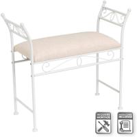 Banqueta Dormitorio Classic de Metal Blanco y Tela de Lino de 74 cm - details 5