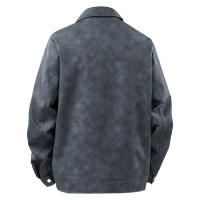 New Solid Leisure Port Wind Man Coat Outdoors Simplicity Fashion Jacket Spring Autumn Retro Style Flip Collar Leather Jacket Man - details 5