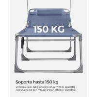 Tumbona Plegable 193 x 53 x 29 cm, Capacidad de 150 kg, con Parasol, reposacabezas, respalda ajustable Ideal para jardín, piscina, terraza Azul - details 5