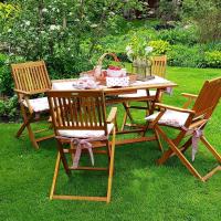 Juego de Muebles de Jardín Confort Madera Comedor Plegable 5 Pzas Exterior Patio Terraza 120x70x75cm - details 1
