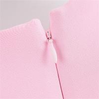 Vestido Rosa Corto de Verano Sencillez con Cuello Redondo Material de Poliéster Moda para Mujeres - details 11