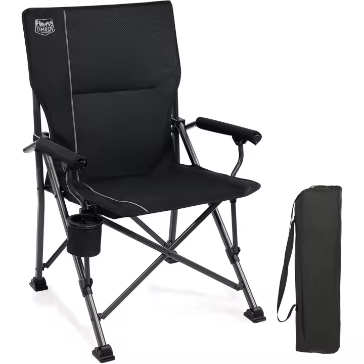 Silla de Camping Plegable de 150kg Silla de Respaldar Portátil con Tazas - 1