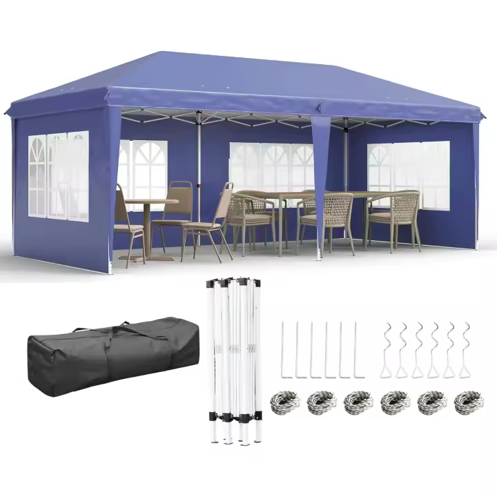 Carpa Plegable 6x3 m Desmontable con 4 Laterales Ventanas Visibles Bolsa de Transporte Impermeable - 1