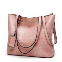 Bolso de cuero encerado para mujer, bolsa de hombro con doble correa, sencillo, para compras, 2022 - details 9