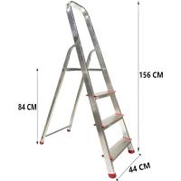 Escalera de Aluminio, Multiusos, Antideslizante, Ligera y Resistente, Escalera Doméstica, Fácil Transporte (4 peldaños) - details 3
