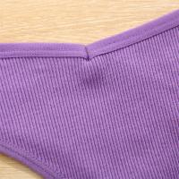 4 Uds., ropa interior lisa de algodón a rayas para mujer, bragas sexis con cintura en V, Tanga para mujer, Bikini cómodo y suave con espalda en T, M-XL - details 12