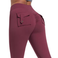 Pantalones deportivos elásticos para mujer, gimnasio con bolsillos, entrenamiento para correr, pantalones altos SexIs Belta, levantamiento de glúteos de Color sólido - details 39