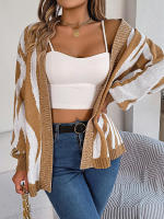 Cárdigan liso de manga larga para mujer, abrigo con cuello en V, informal, clásico, elegante, colores contrastantes, suéter de punto suave, Top, nuevo - details 6