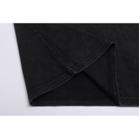 LOEVE-Camiseta de manga corta desgastada con copos de nieve lavados de algodón puro a la moda, camiseta holgada y versátil con Logo bordado para parejas de verano para hombre - details 4