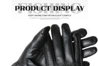 Guantes de piel de oveja para mujer, manoplas cortas de terciopelo fino para pantalla táctil, de cuero, de buena calidad, para invierno, 2226 - details 196