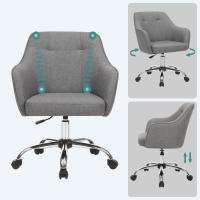 Silla de estudio, giratoria, altura ajustable, carga de 110 kg, marco de acero, tela de algodón-lino transpirable, para estudio, dormitorio, marrón OBG019K01 - details 40
