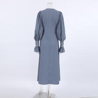 Manga farol francés Dre cuello en V Slim Fit Otoño Invierno nuevo estilo elegante mujer - details 18