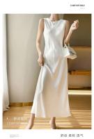 Elegante Vestido de Satén de Acelita para Mujer verano 2024 Vestido de Fiesta sin Mangas de Seda Artificial Sexy - details 2