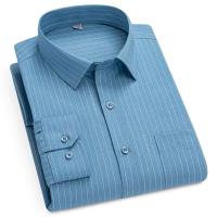 Nuevo bolsillo de negocios de manga larga de moda informal suave a rayas, camisa de oficina, ropa de hombre 4xl 5xl - details 15