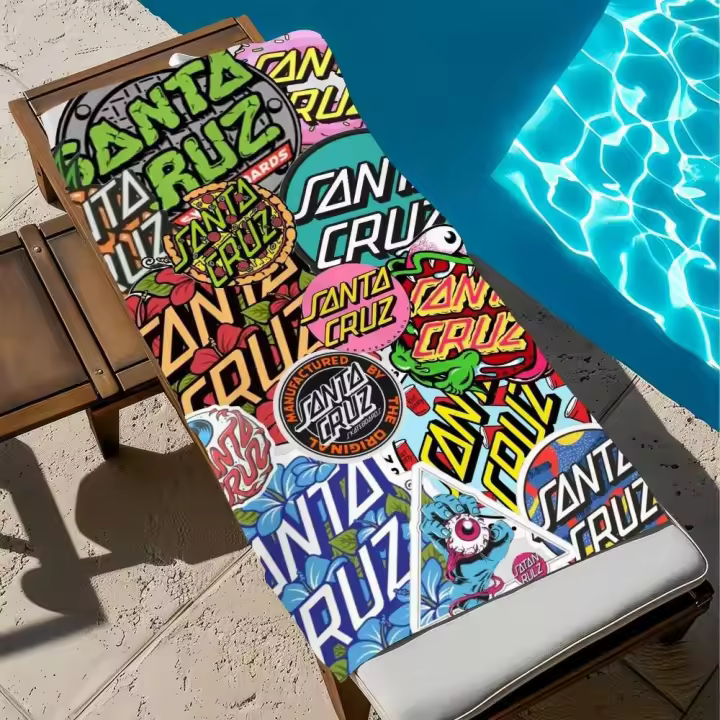 S-Santa C-Cruz Toalla de playa para piscina, arena portátil de secado rápido, manta de natación para viajes al aire libre, estera fina, toallas de baño - 1