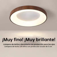 Lámpara colgante LED redonda con rayas de madera 40 cm, 30 W, 3000 lúmenes, control remoto - details 1