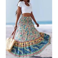 Vestido largo holgado con estampado y cintura elástica para mujer, verano 2025 - details 11