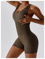 Traje de Yoga con espalda integrada de alta elasticidad para mujer, mono ajustado de compresión Abdominal, traje de Yoga sin costuras - details 14