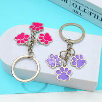 Llavero De Esmalte Lindo Con Patas De Gato Y Perro Marcas De Pies Llavero Para Mujeres Y Hombres Accesorio De Bolso DIY Joyería Hecha a Mano Regalos - details 1