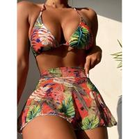 Bikini Tie-Dye con Sarong para mujer, traje de baño femenino Sexy, conjunto de Bikini de 3 piezas, ropa de baño - details 5