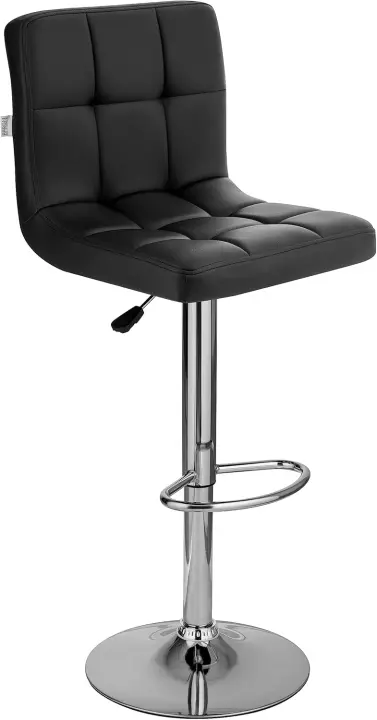 Silla de Cocina Giratoria Regulable Acero Cromado, Petróleo Terciopelo, Respaldo y Reposapiés - 1