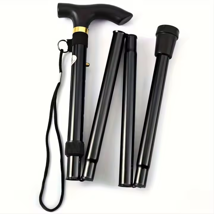 Bastón plegable ligero con punta de goma y altura ajustable, perfecto para senderismo, Trekking y viajes - 1