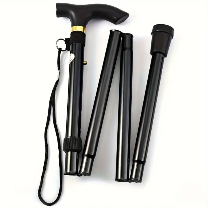 Bastón plegable ligero con punta de goma y altura ajustable, perfecto para senderismo, Trekking y viajes - 1