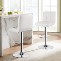 Taburete de Bar Juego de 2, Taburetes Altos de Cocina, Silla de Bar de Cuero Sintético Regulable en Altura con Respaldo y Reposapiés, Giratorio en 360 ° , para Cocina, Mostrador, Bar, Blanco - details 1