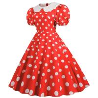 Elegante Vestido de Verano Manga Corta con Volantes Cuello Peter Pan Vintage A-e Midi Largo - details 3