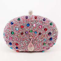 Nuevo bolso de cena con diamantes de pavo real, bolso de fiesta retro europeo y americano, bolso de vestir negro de gama alta - details 3