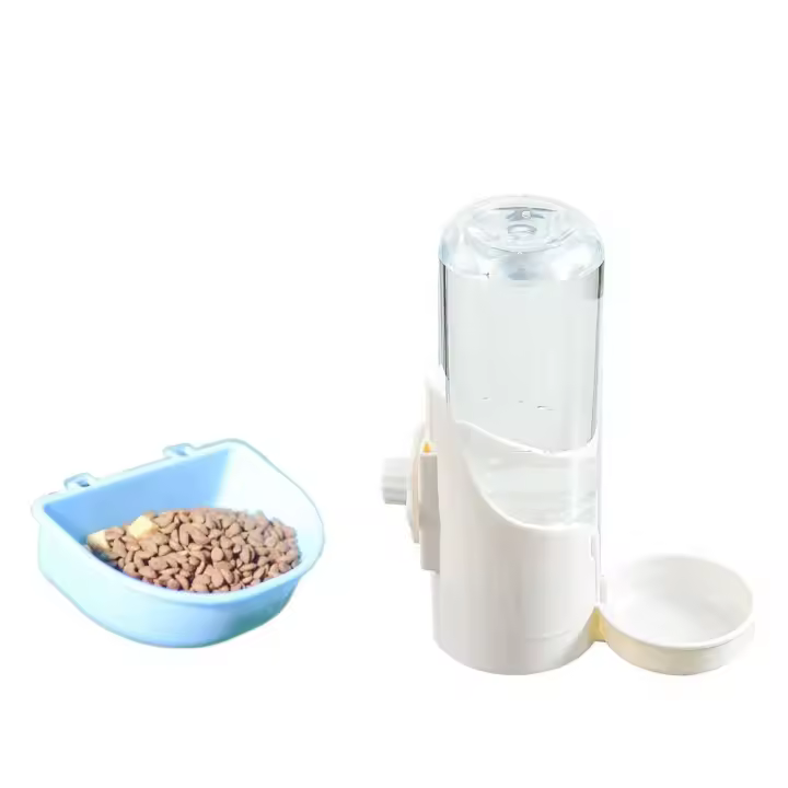 Práctico alimentador de comida para mascotas pequeño de plástico, dispensador de agua extraíble para mascotas, cuenco lavable de gran capacidad para mascotas, conejo - 1