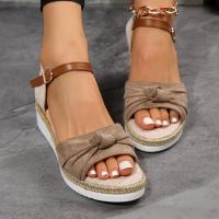 Sandalias casuales de mujer de talla grande con boca de pez, arco grande, hebilla de una palabra y plataforma gruesa. - details 2