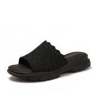 Sandalia pantuflas tejidas de silicona ultraligeras y húmedas para uso externo, nuevo estilo antideslizante con cómodo tacón inclinado, - details 1