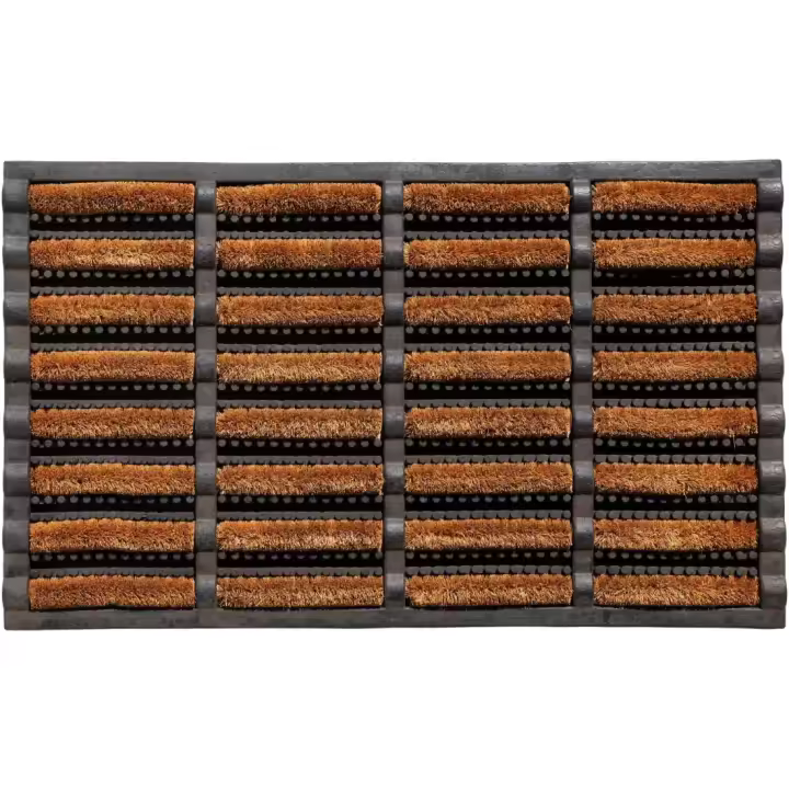 Felpudo Antideslizante Absorbente Resistente Lavable, Marrón Negro 45 x 75 cm |   Alfombra de Entrada de Goma y Fibra Natural con Orificios de Drenaje para Interior y Exterior | Atrapa la Suciedad - 1